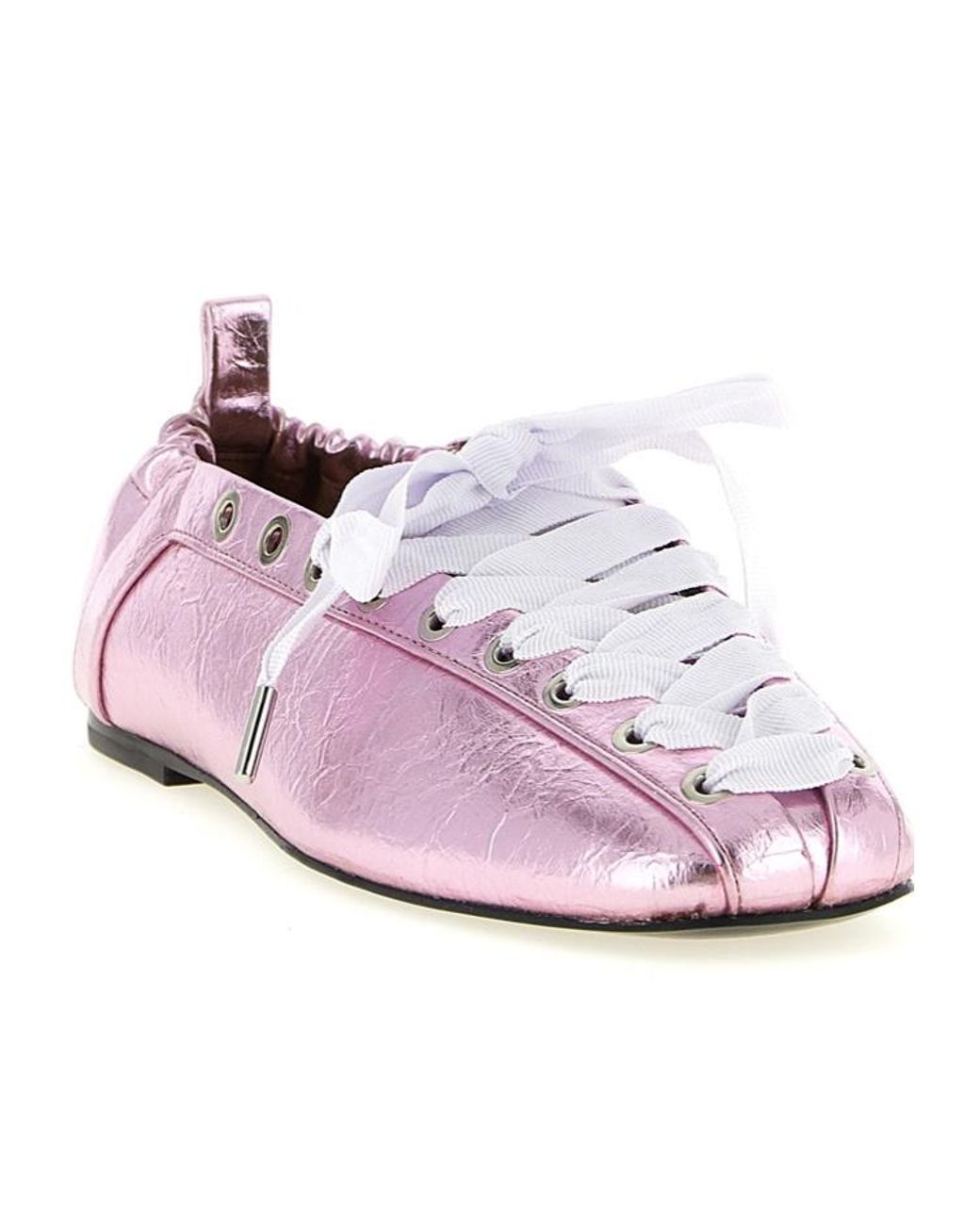 Ganni Pink Lace-Up Ballerinas