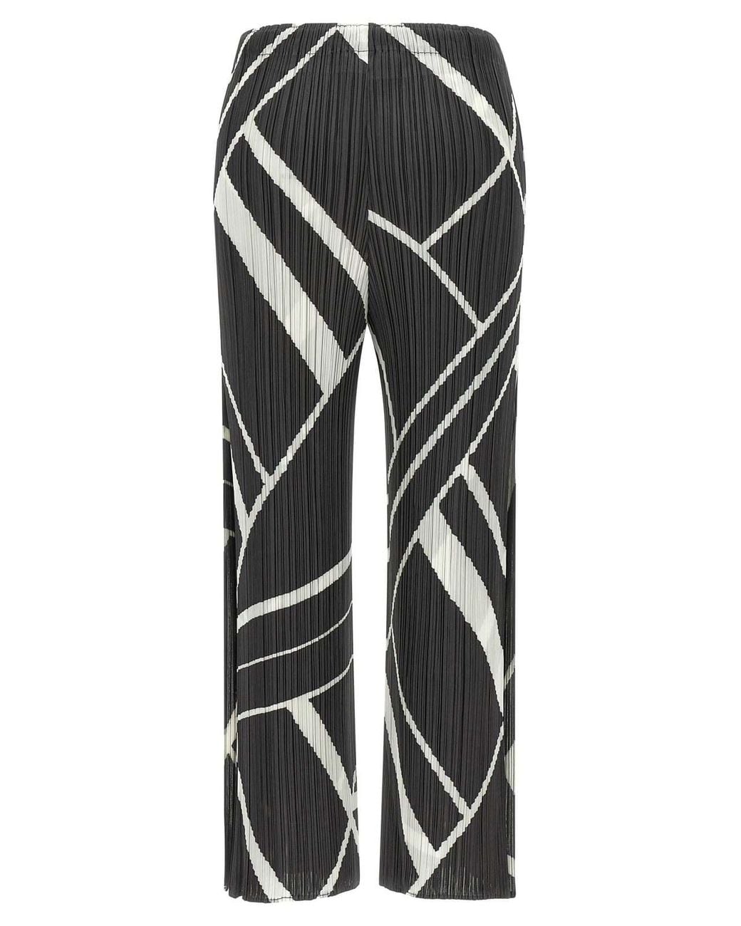 Pleats Please Issey Miyake Gray Fold Line Pleated Pants
