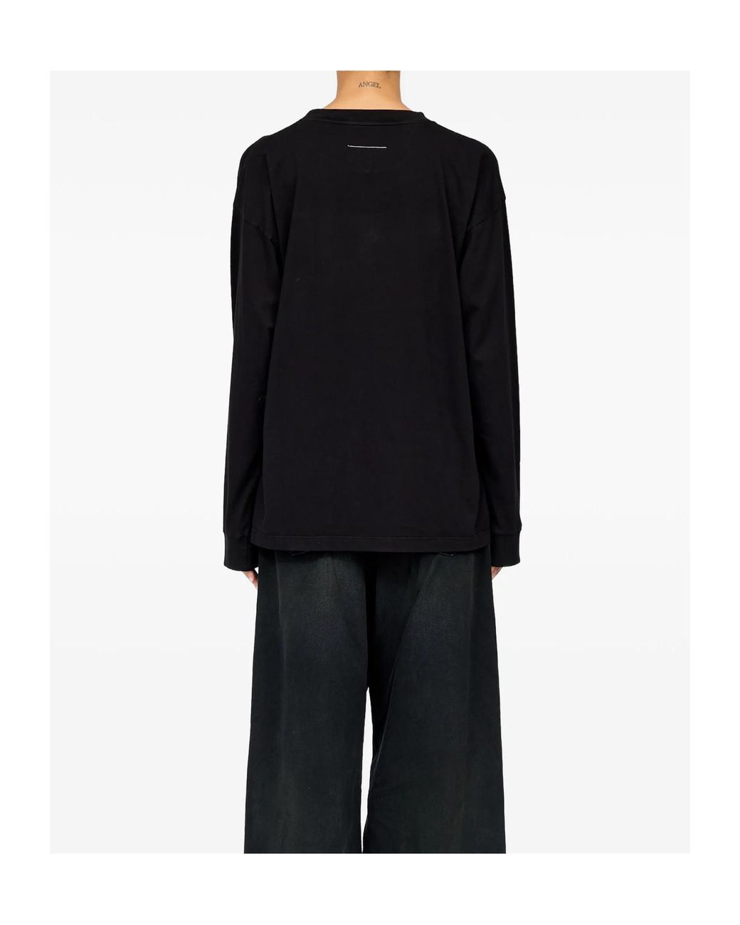 MM6 by Maison Margiela Black Long-Sleeve Overdyed Handwritten-Print T-Shirt for men