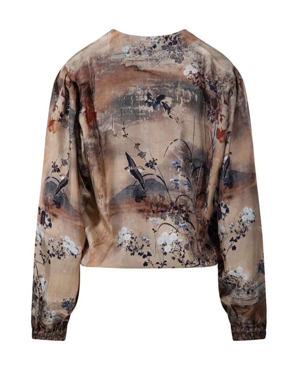 Pierre Louis Mascia Brown Aloes Printed Long-Sleeve Top