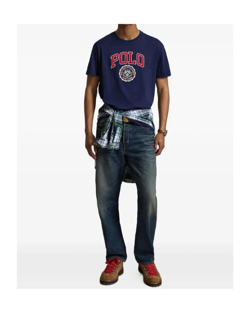 Polo Ralph Lauren Blue Logo-Print Flocked T-Shirt for men