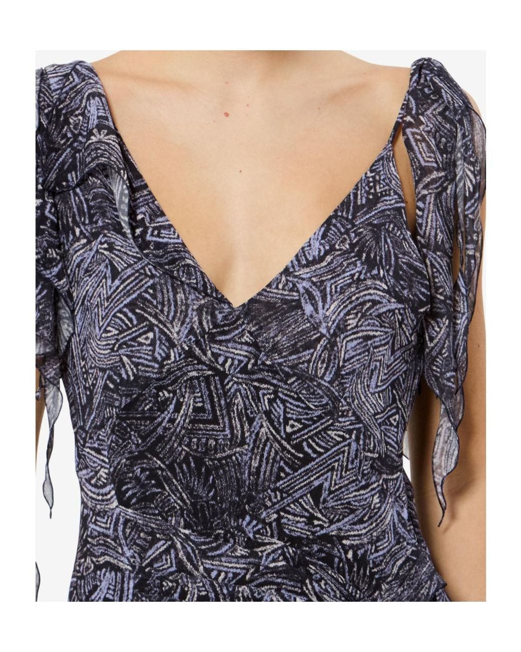 Isabel Marant Blue Tylena Asymmetric Ruffled Dress