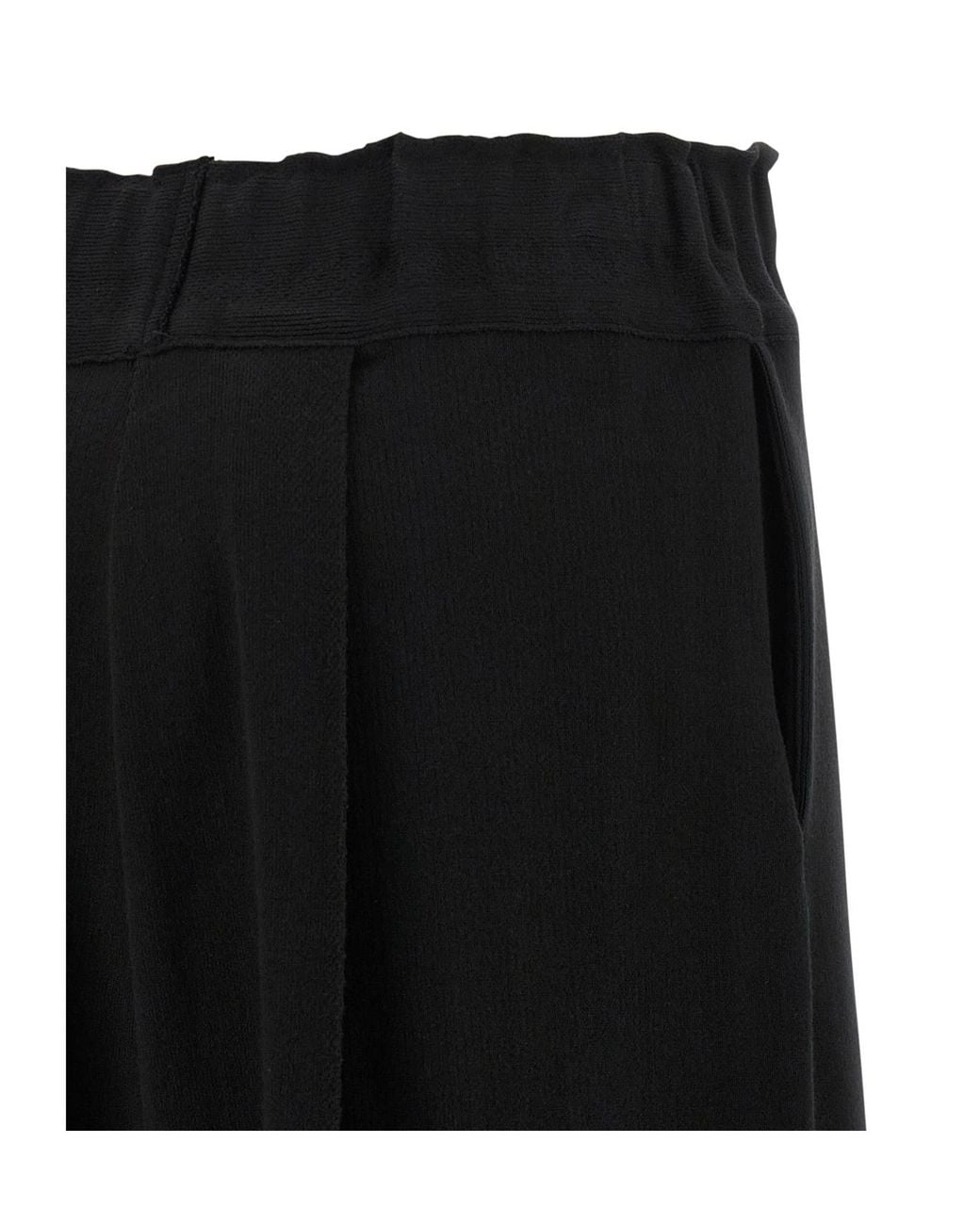 Issey Miyake Black Wide-Leg Cropped Trousers