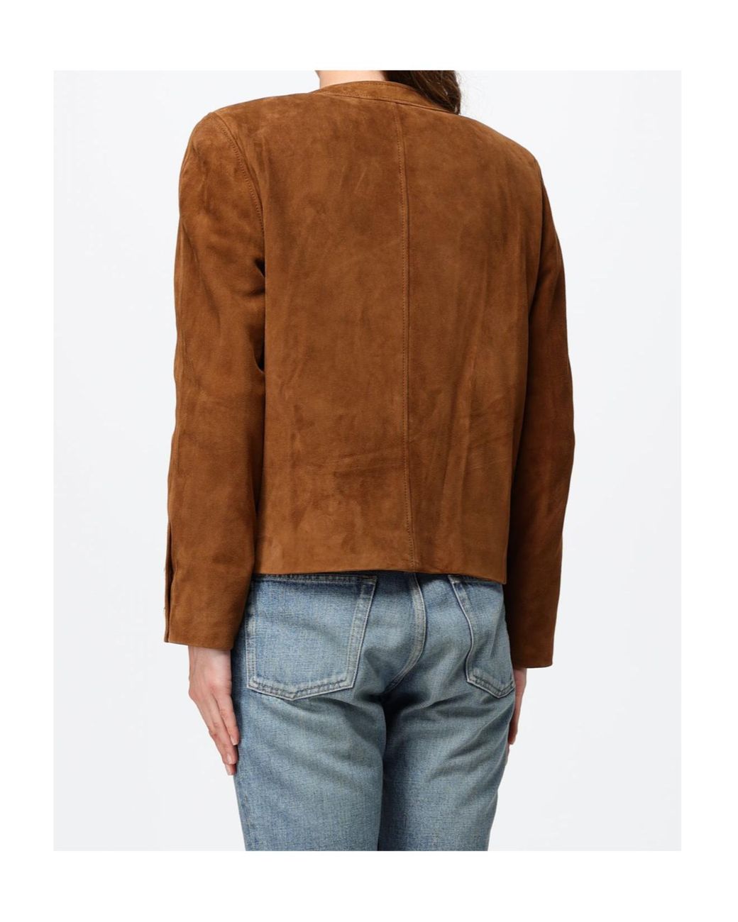 Saint Laurent Brown Suede Cassandre-Button Jacket