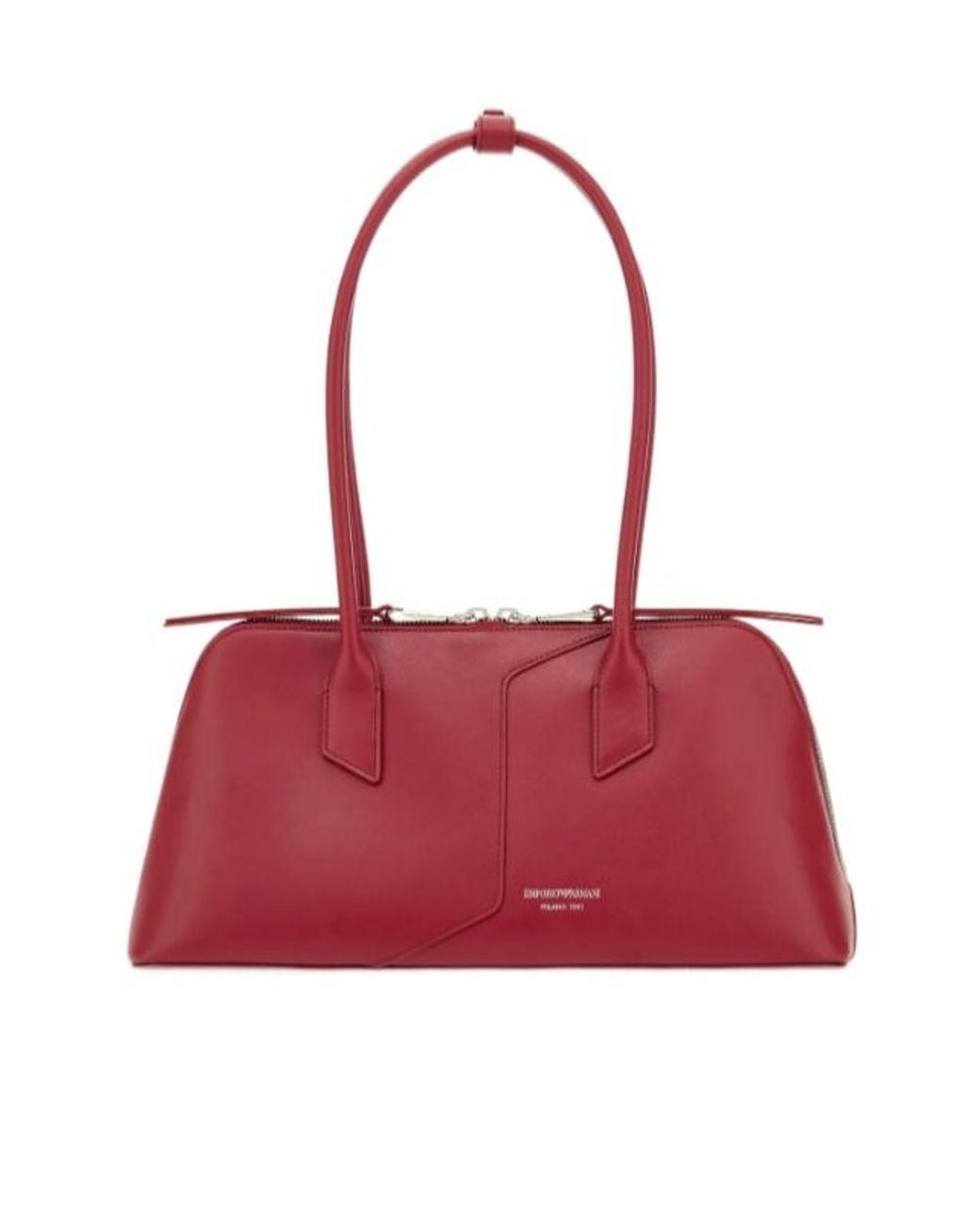 Emporio Armani Red Leather Tote Bag