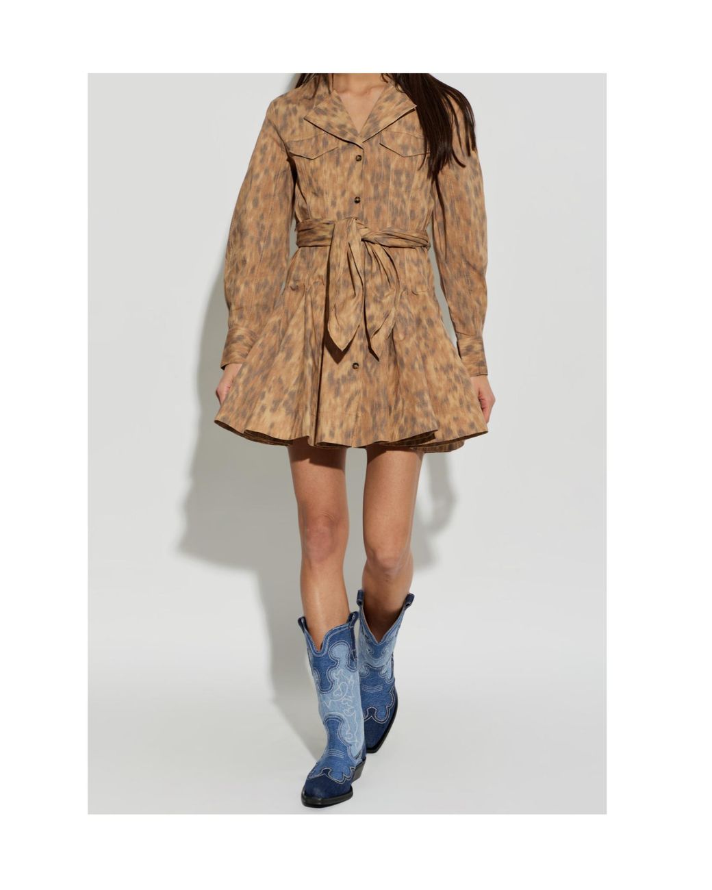 Ganni Blue Embroidered Denim Boots