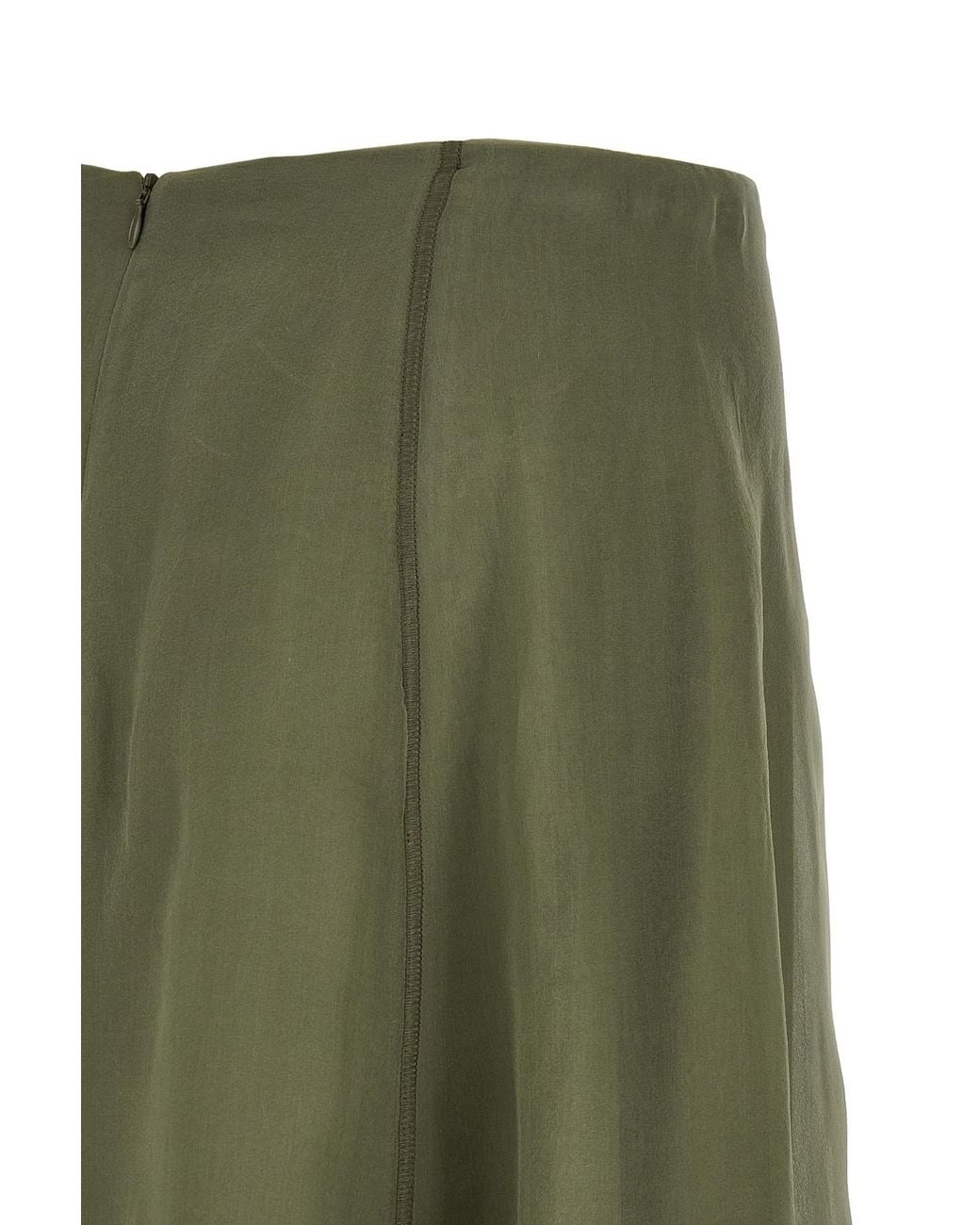 Brunello Cucinelli Green Flared Hem Midi Skirt