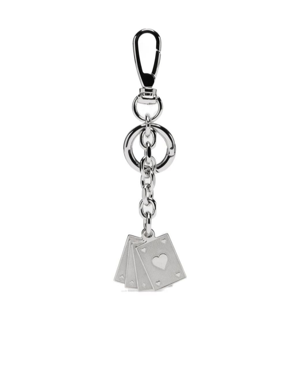 Maison Margiela White Playing Card Charm Keyring for men