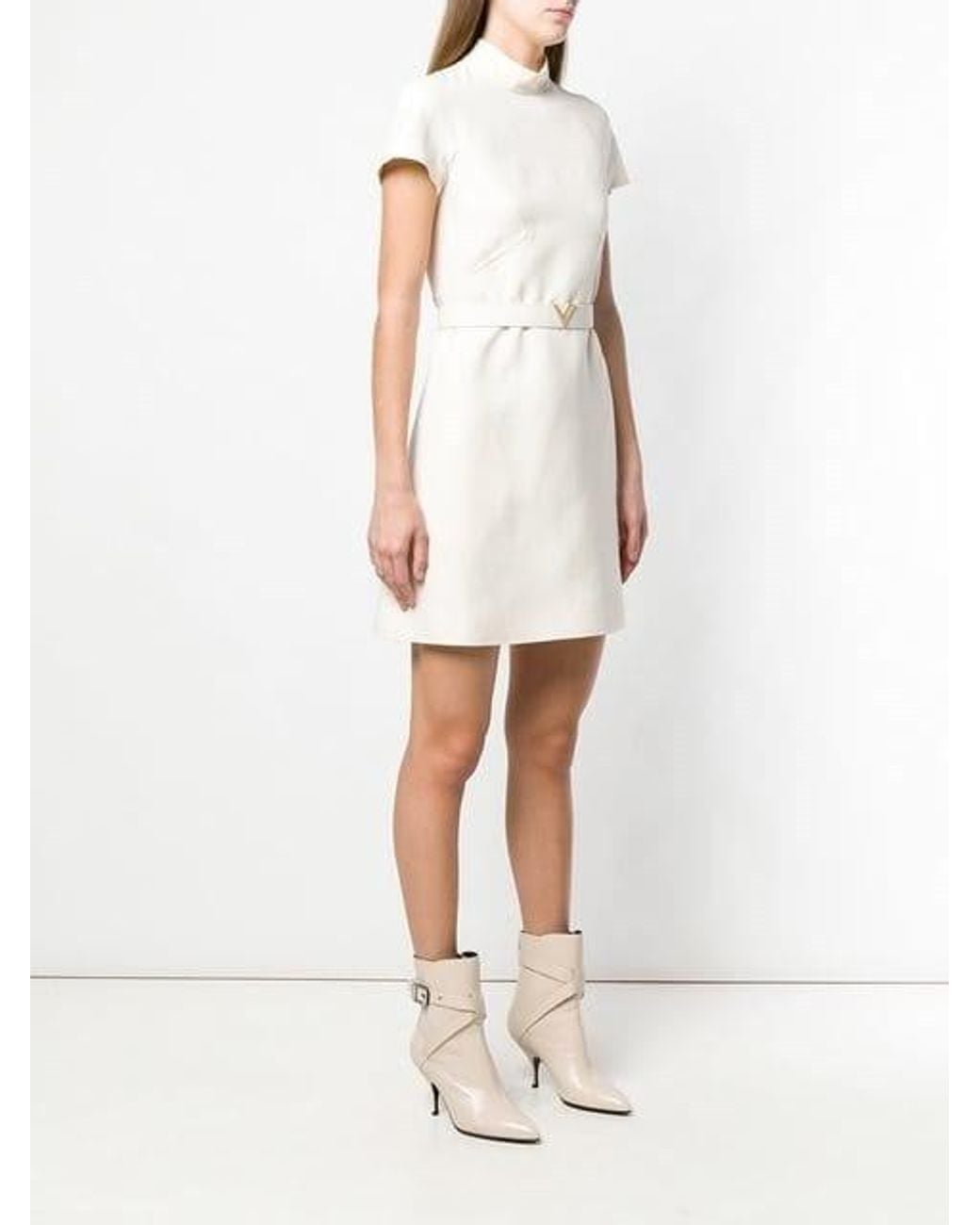 Valentino Natural Logo Decorated Short-Sleeved Dress