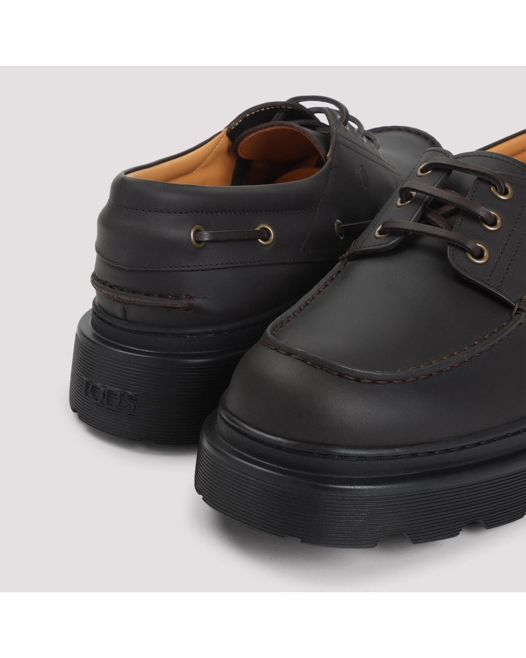Tod's Black Round Toe Lace-Up Shoes for men