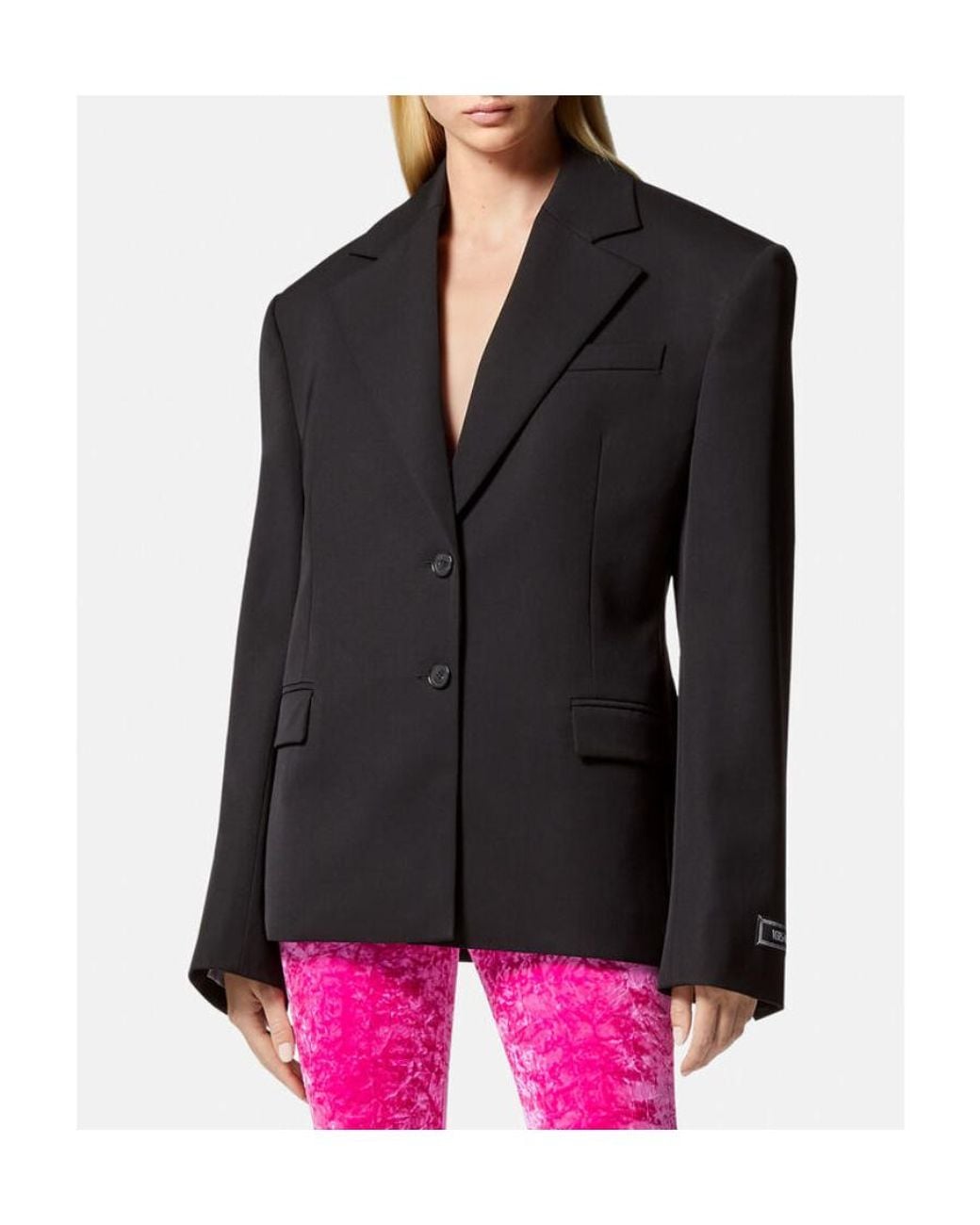 Versace Black Single-Breasted Wool Blazer