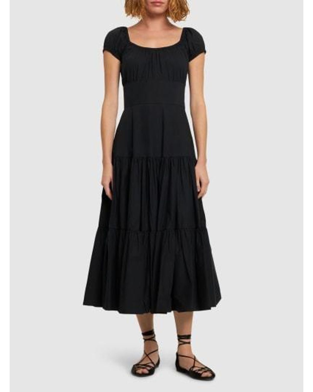 Michael Kors Black Pleated Medium-Length Dress