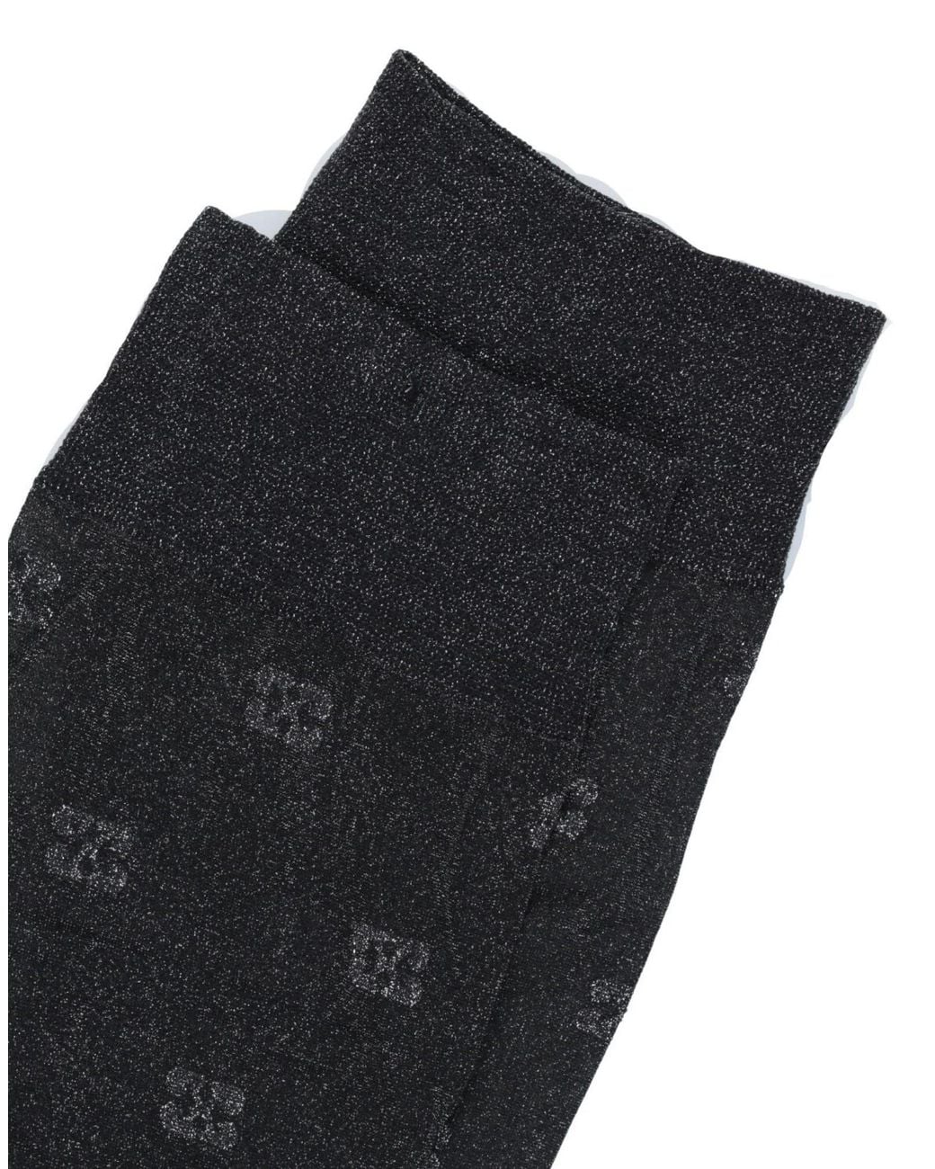 Ganni Black Two-Color Metal High Socks