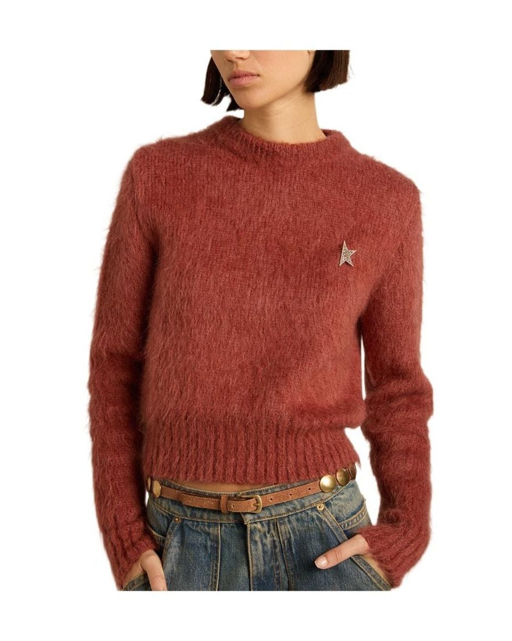 Golden Goose Deluxe Brand Red Crewneck Long-Sleeved Jumper