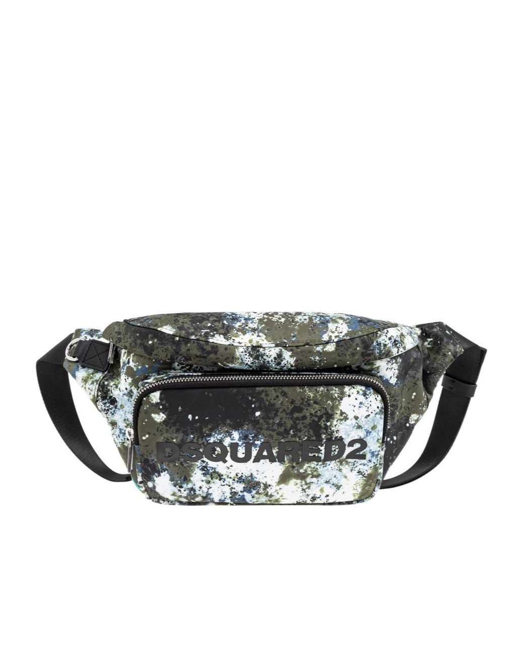 DSquared² Green Splatter-Print Zipped Shoulder Bag for men
