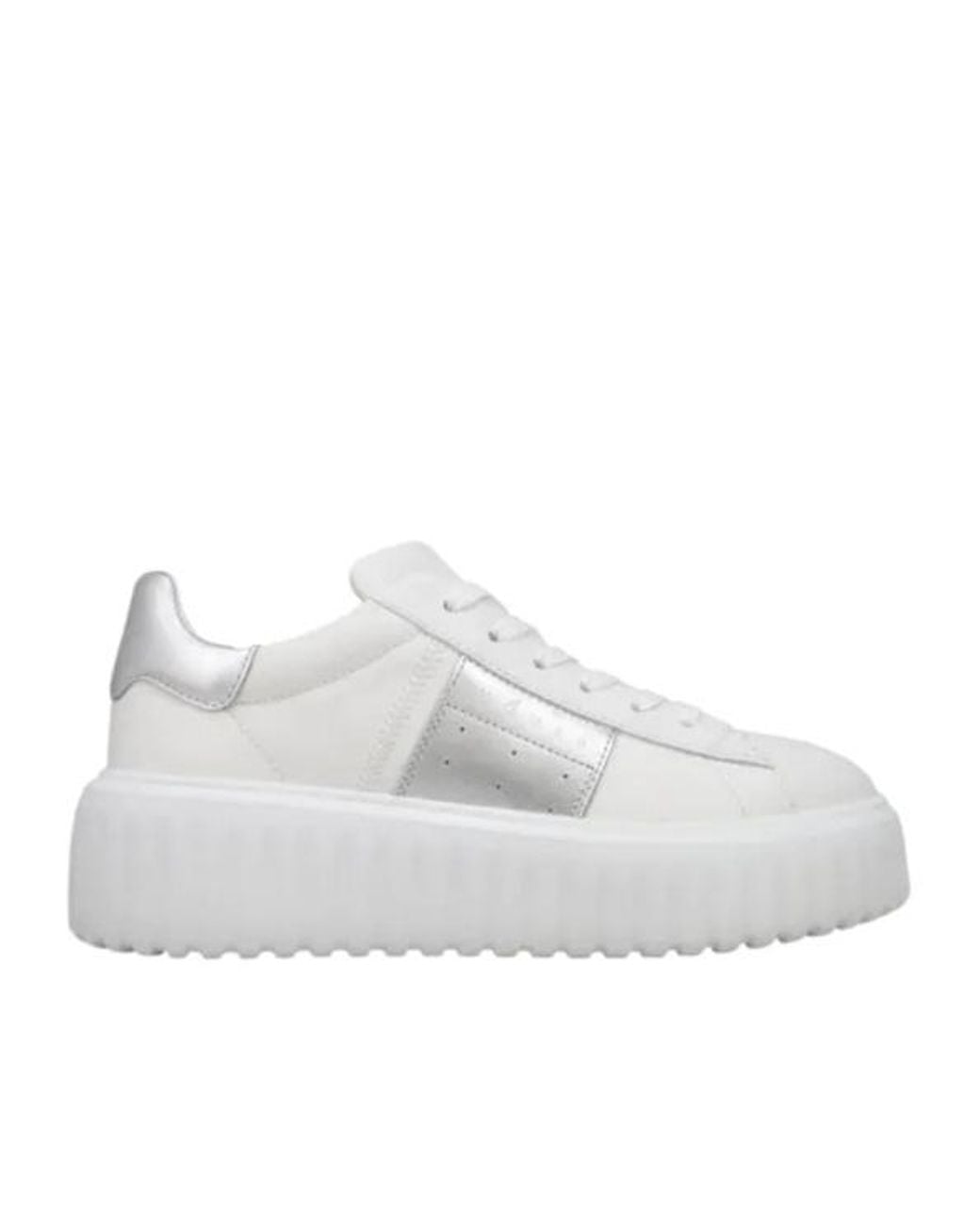Hogan White Round-Toe Lace-Up Sneakers
