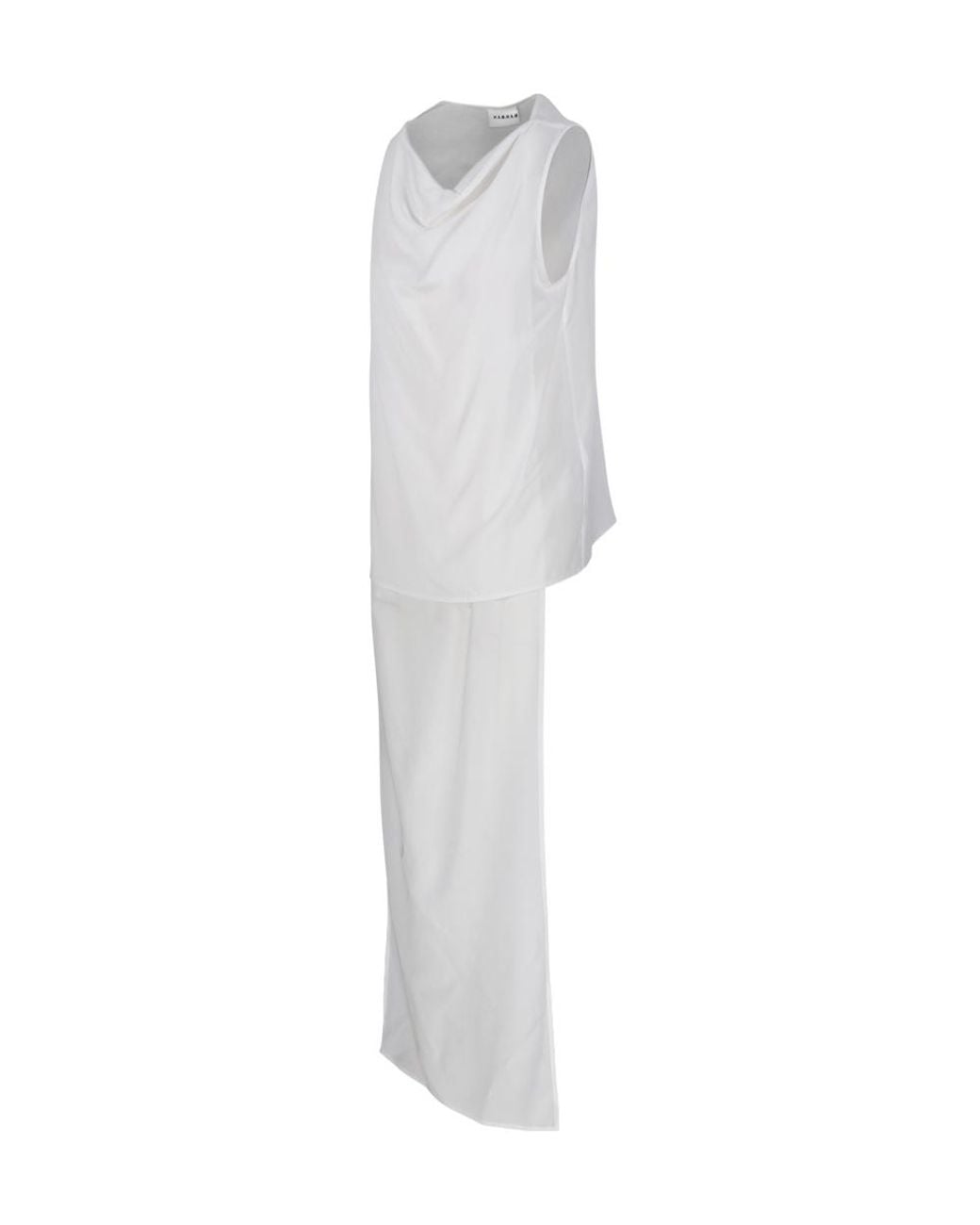 P.A.R.O.S.H. White Draped Neckline Silk Blouse