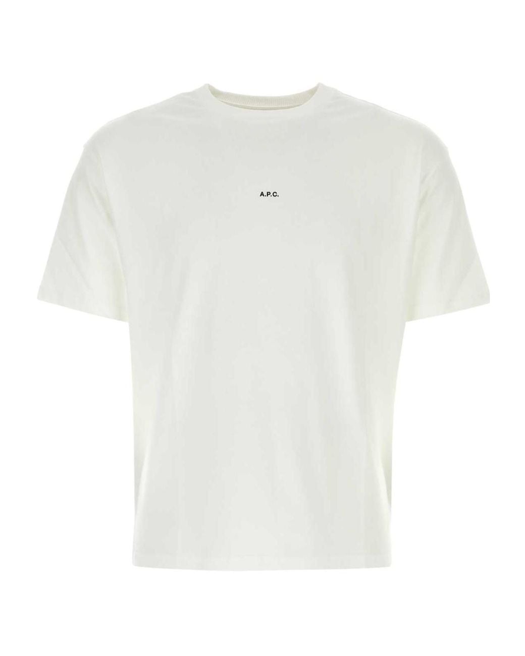 A.P.C. White Logo Detailed Crewneck T-Shirt for men
