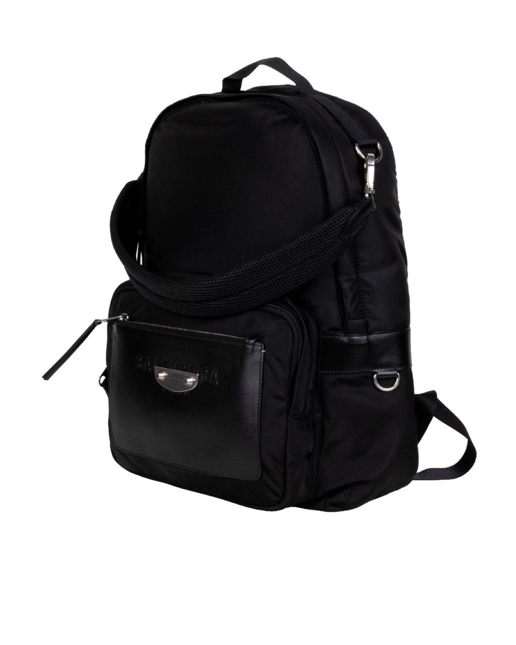 Balenciaga Black Logo Detailed Zipped Backpack for men