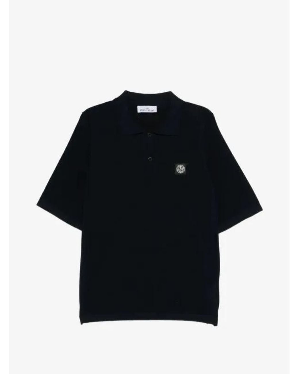 Stone Island Black Button Polo Shirt for men