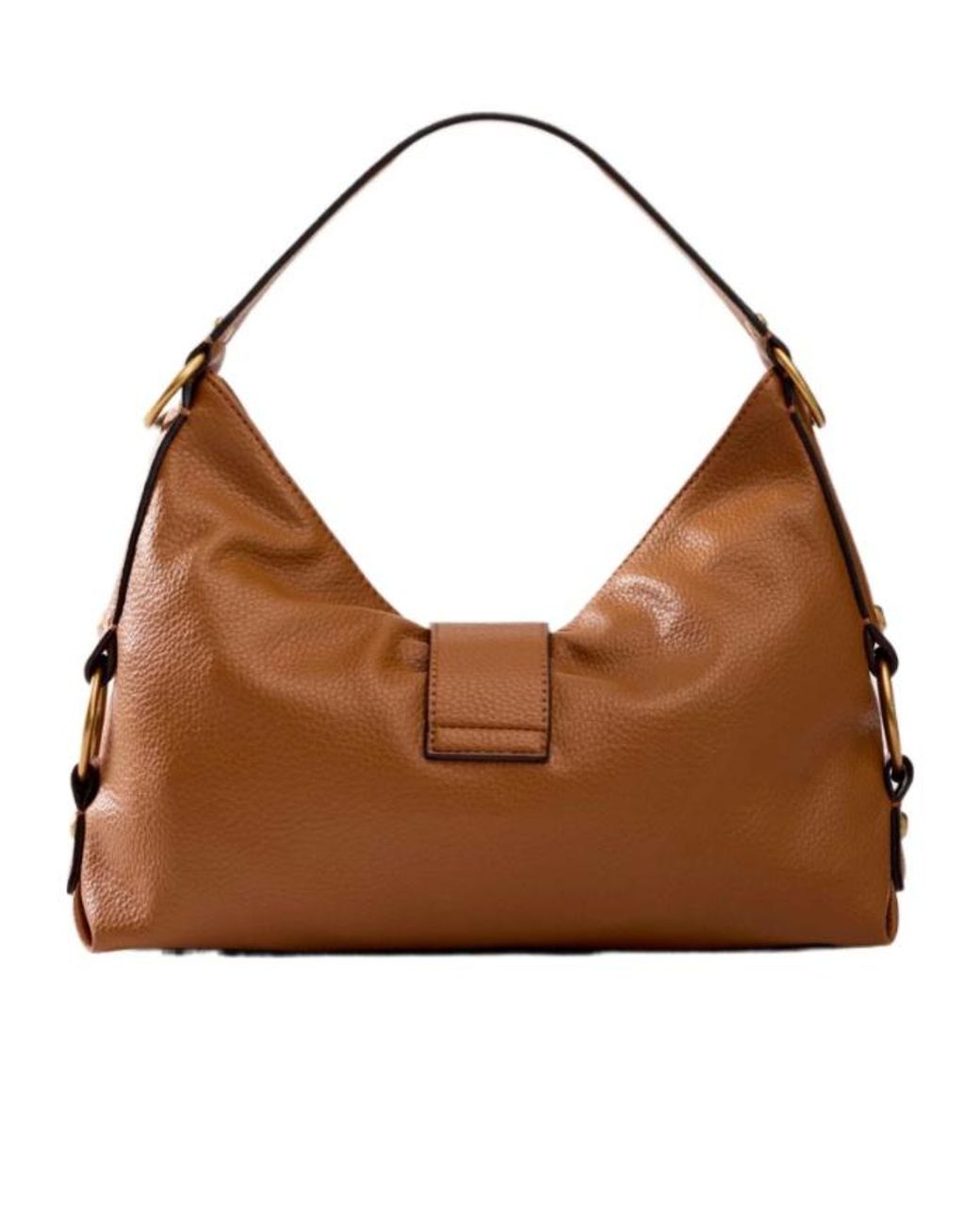 Guess Brown Camden Logo-Plaque Pebbled Midi Shoulder Bag