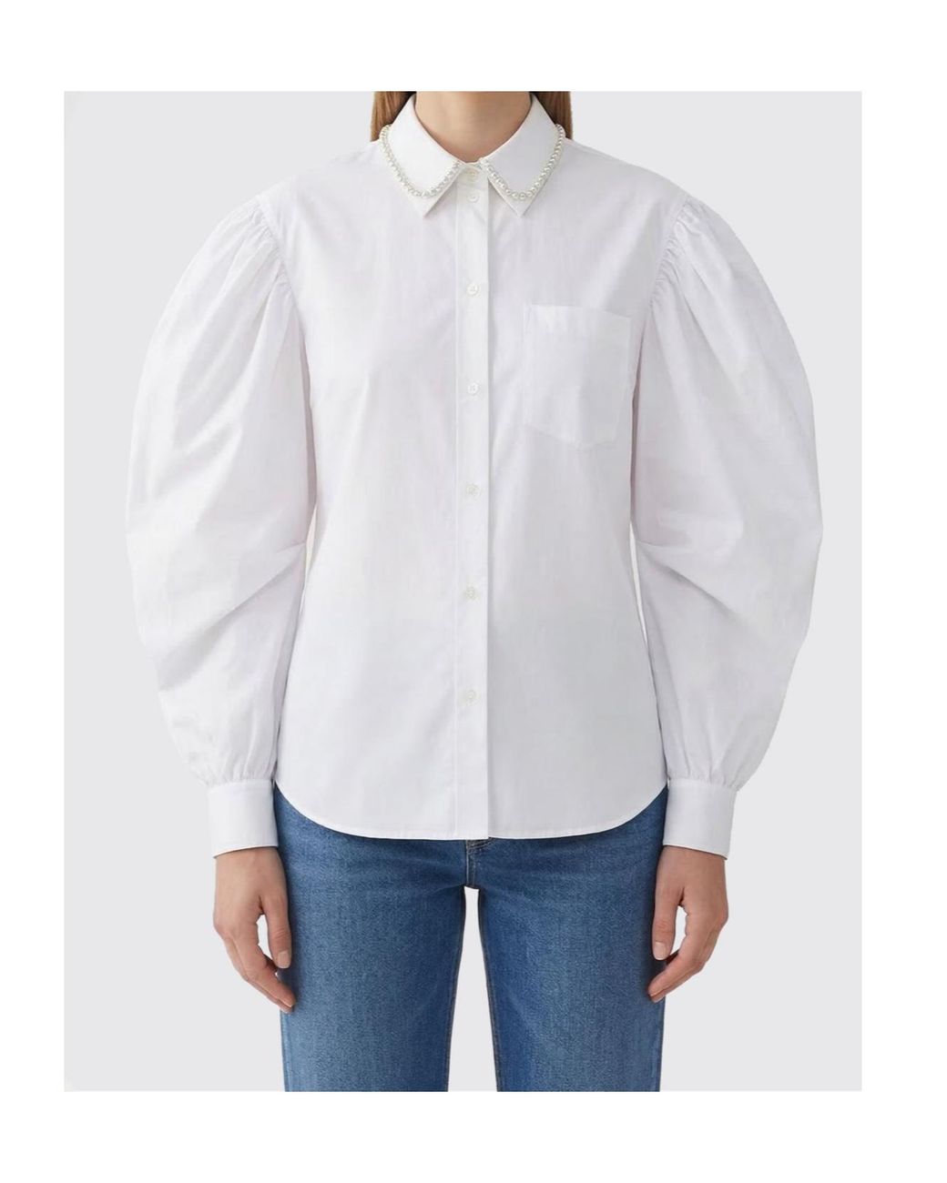 Simone Rocha White Long-Sleeved Collared Shirt