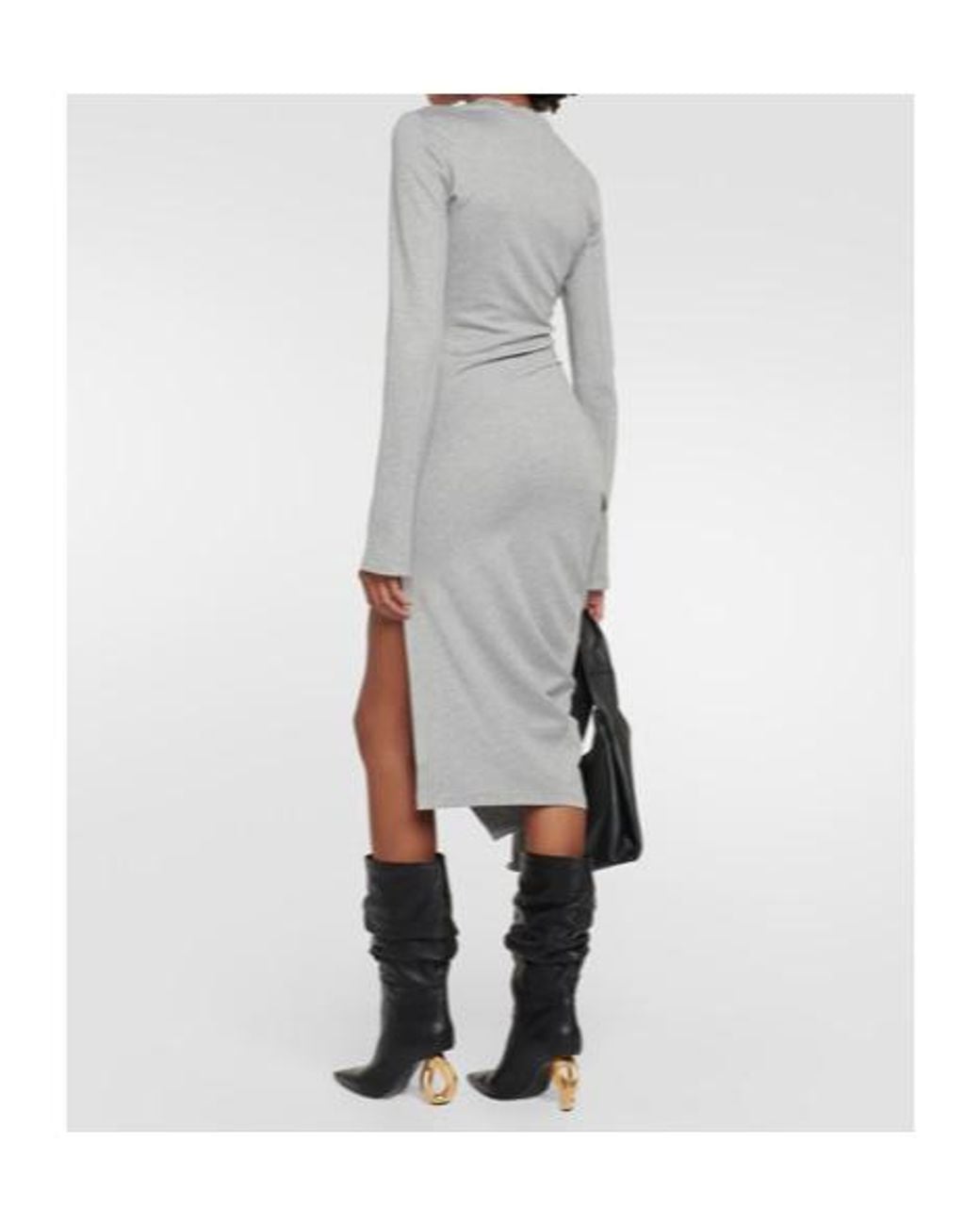 J.W. Anderson Gray Draped Jersey Midi Dress