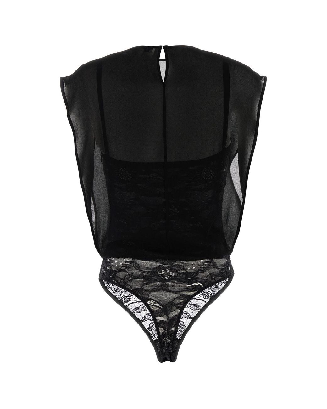 Alaïa Black Alaïa Georgette Bodysuit Top