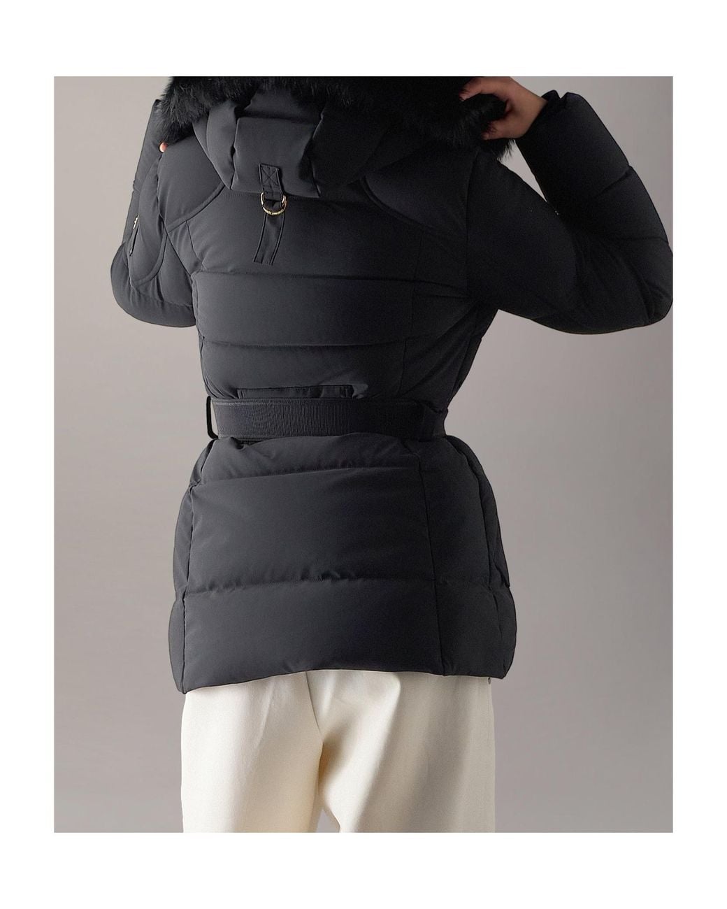 Moose Knuckles Black 3Q Belted Hooded Down Jacket