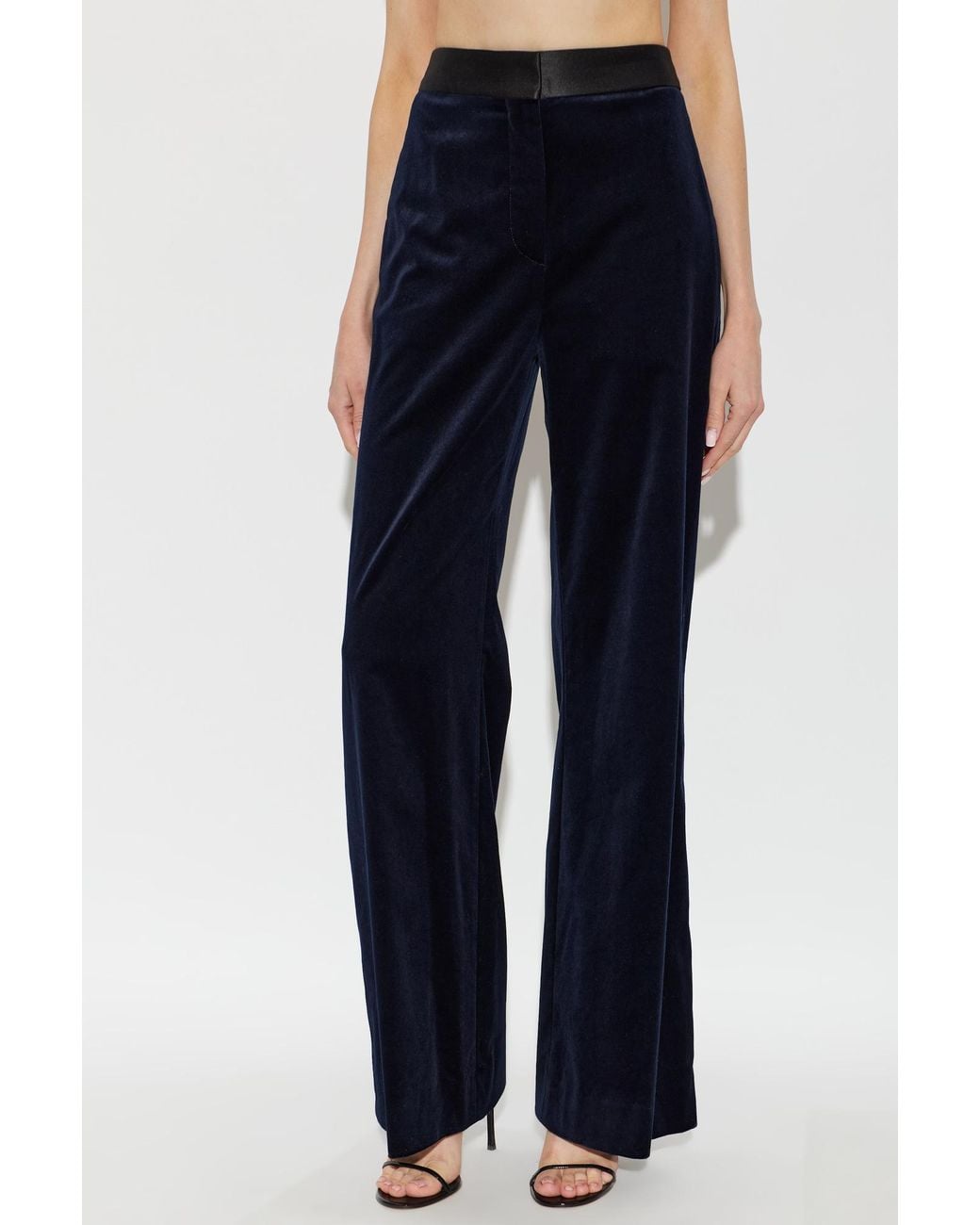 Victoria Beckham Blue High-Rise Velvet Pants
