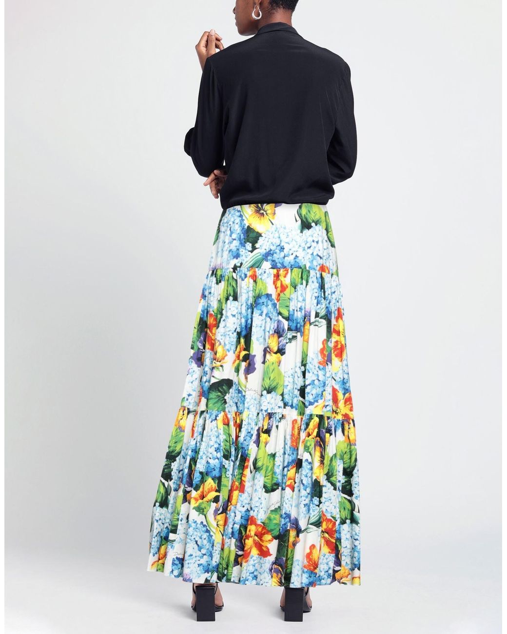 Dolce & Gabbana White Floral Midi Skirt