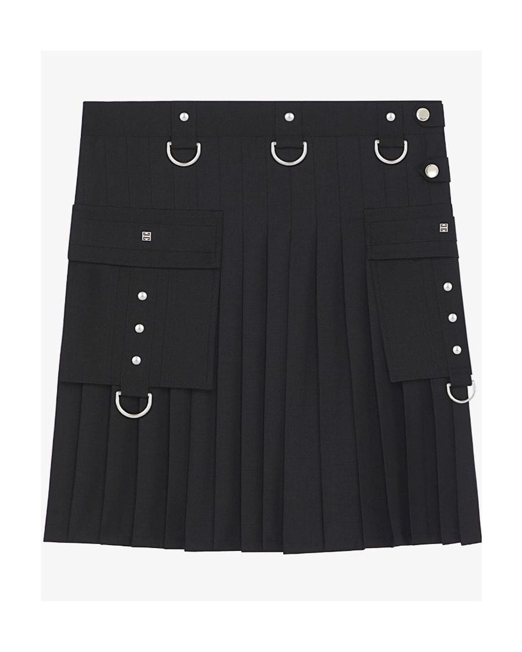 Givenchy Black High-Waisted Pleated Kilt Skirt