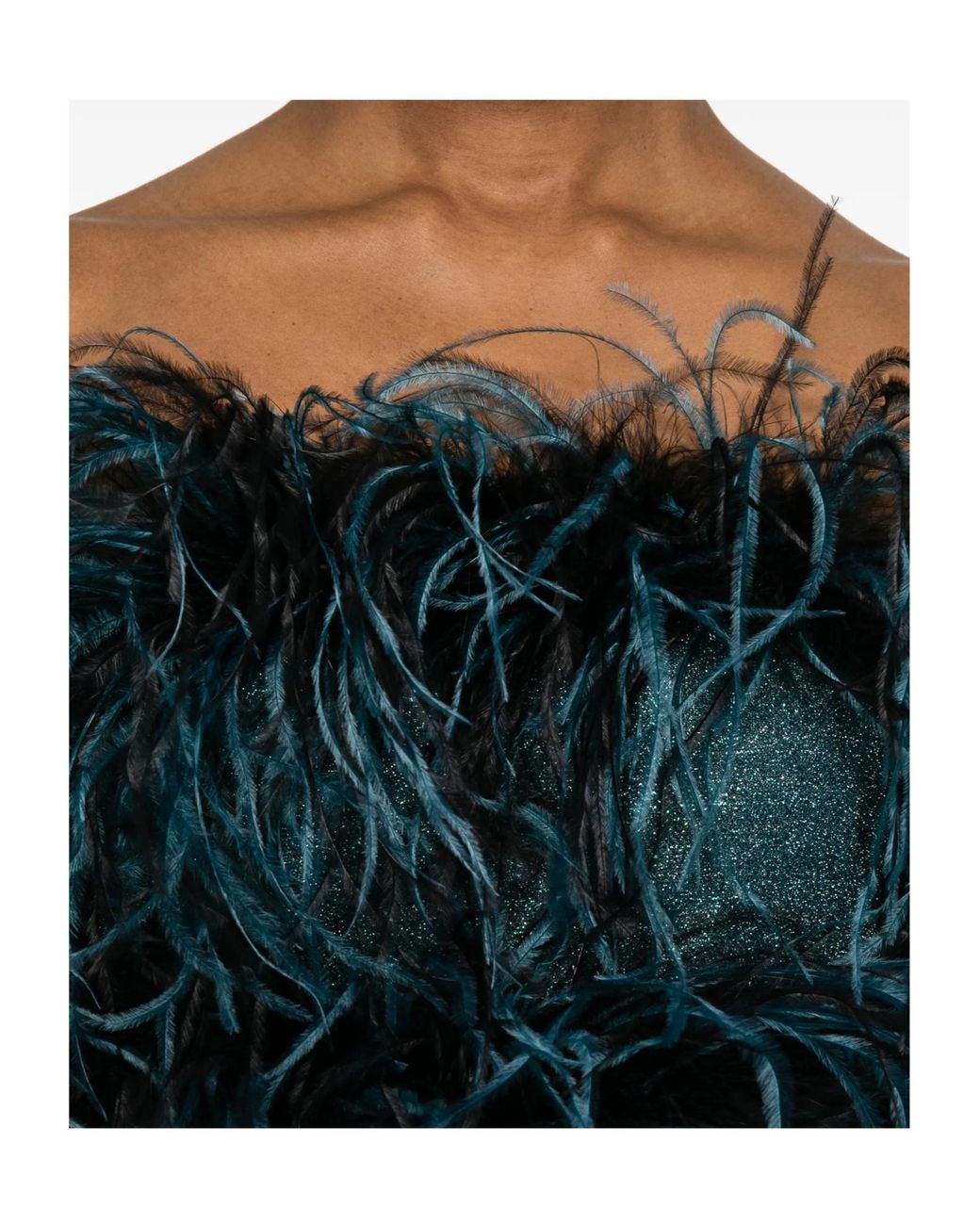 Oseree Green Oséree Plumage Feather Mini Dress