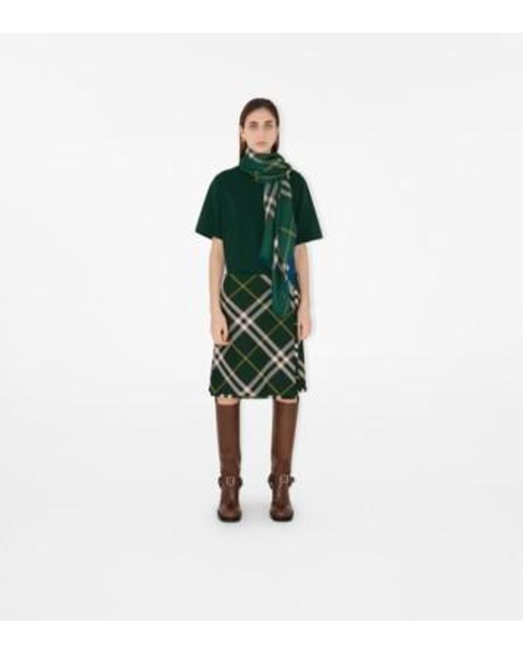 Burberry Green Vintage-Check Frayed-Edge Scarf for men