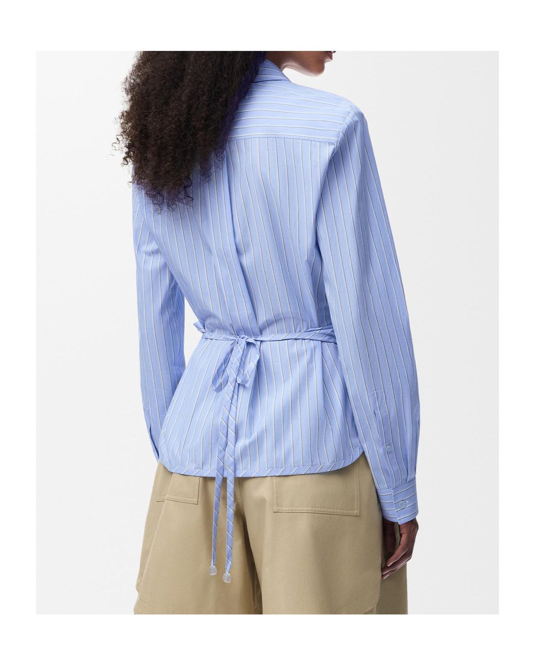 Loewe Blue Wrap-Tie Striped Shirt