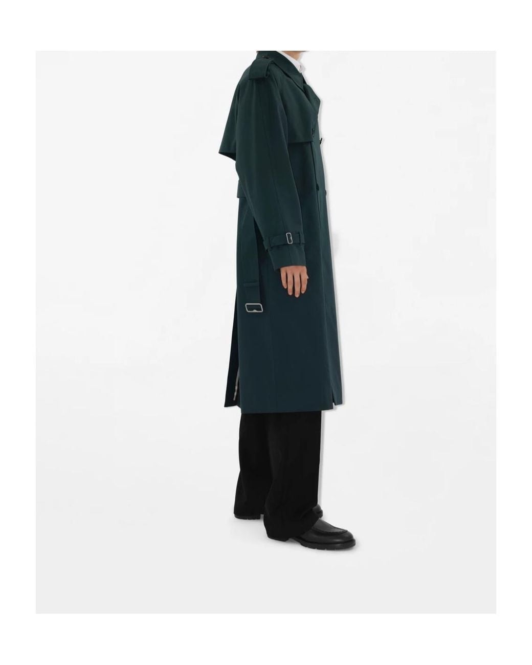 Burberry Green Double Breasted Belted Long Trench Coat for men