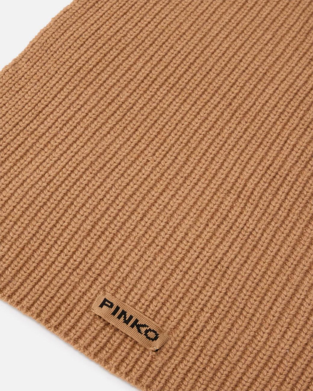 Pinko Brown Logo Patch Knitted Scarf