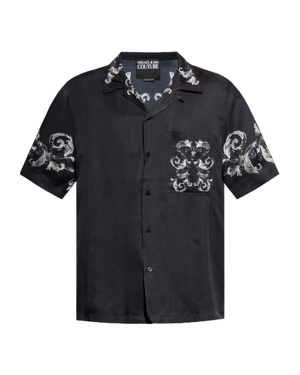 Versace Jeans Black Couture Barocco Print Short-Sleeved Shirt for men