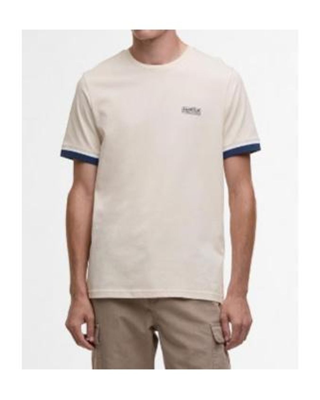 Barbour White Evan Tipped T-Shirt for men