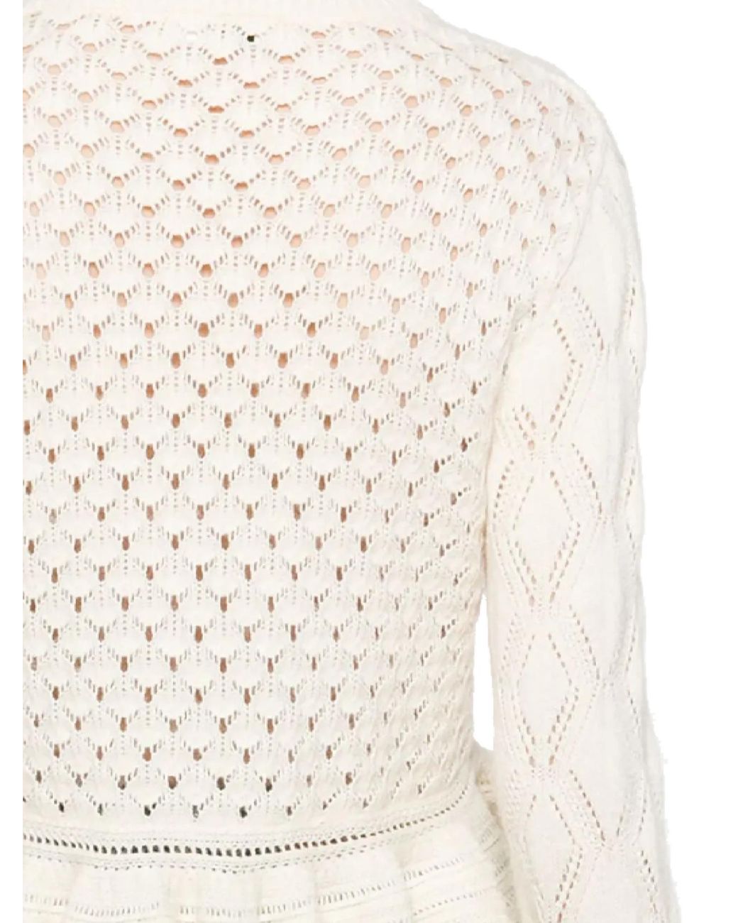 Chloé White Chloé Ruffled Knit Cardigan