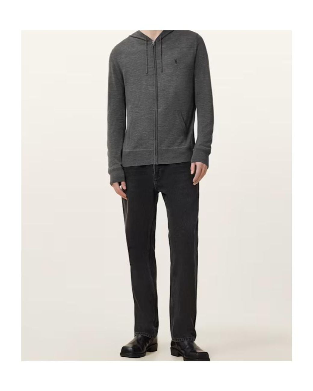 AllSaints Gray Mode Zip-Up Hoodie for men