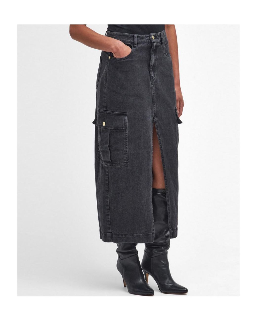 Barbour Gray Tamsin Cargo Midi Skirt