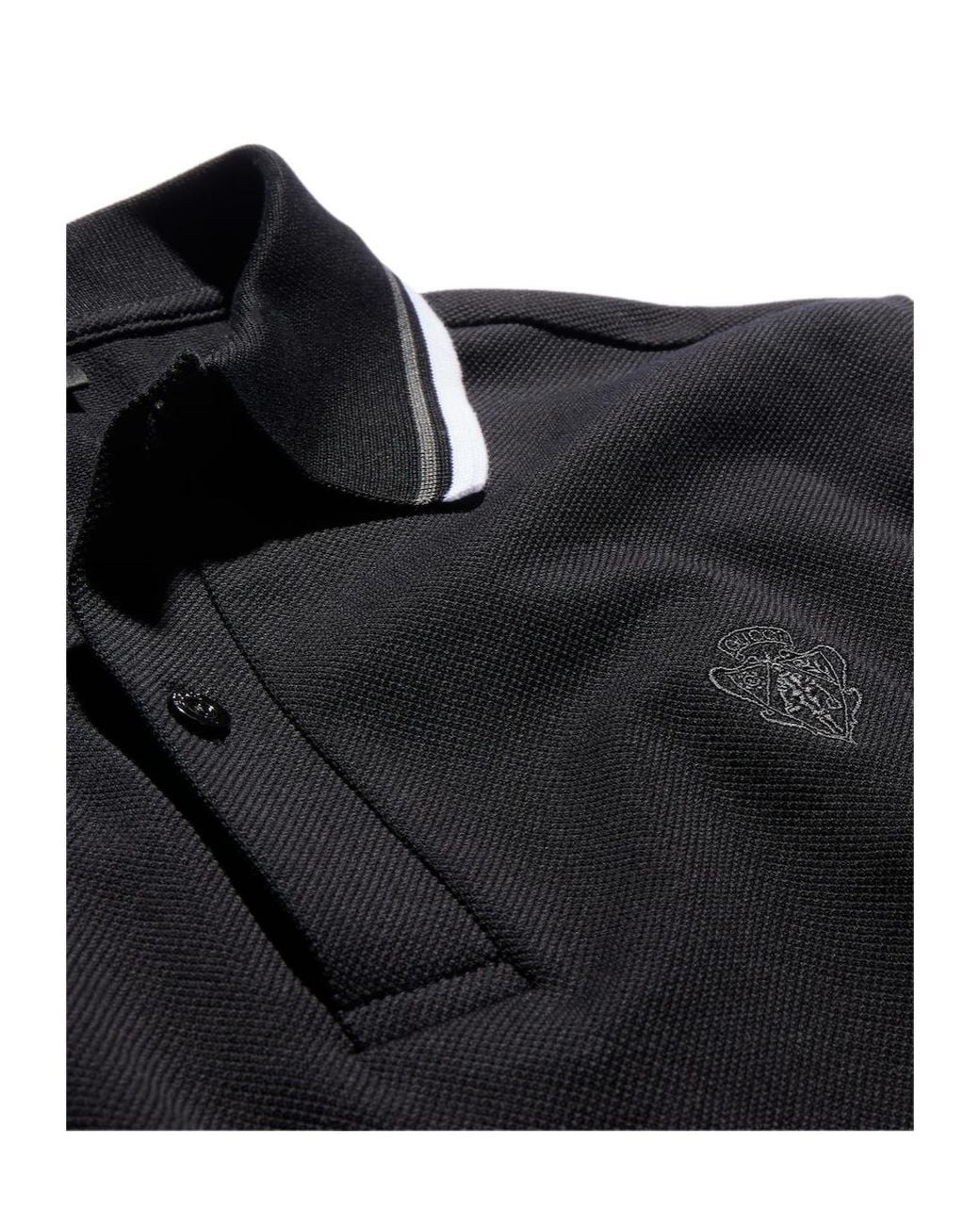 Gucci Black Cotton Piquet Polo Shirt With Embroidery for men