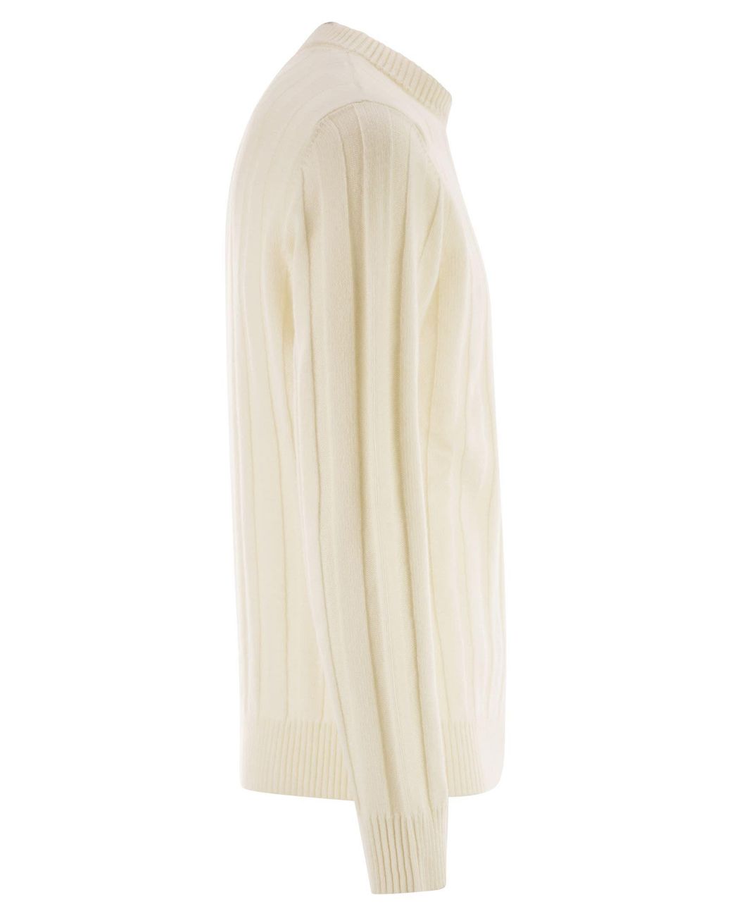 Peserico White Ribbed Knit Jumper for men