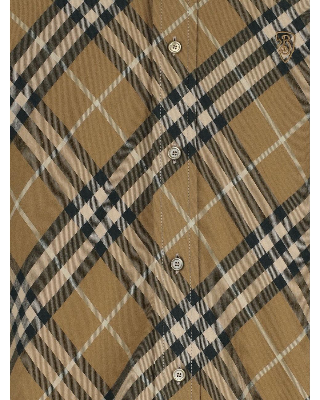 Burberry Green Checked Long-Sleeved Shirt for men