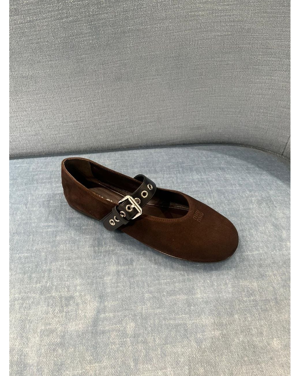 Miu Miu Brown Buckle-Fastened Ballet Flats