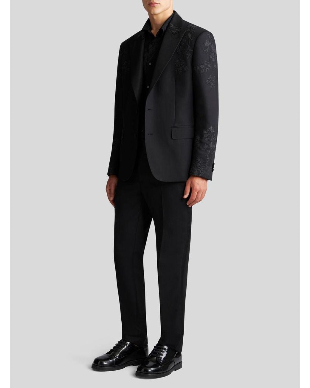 Etro Black Wool And Mohair Slim-Fit Trousers for men