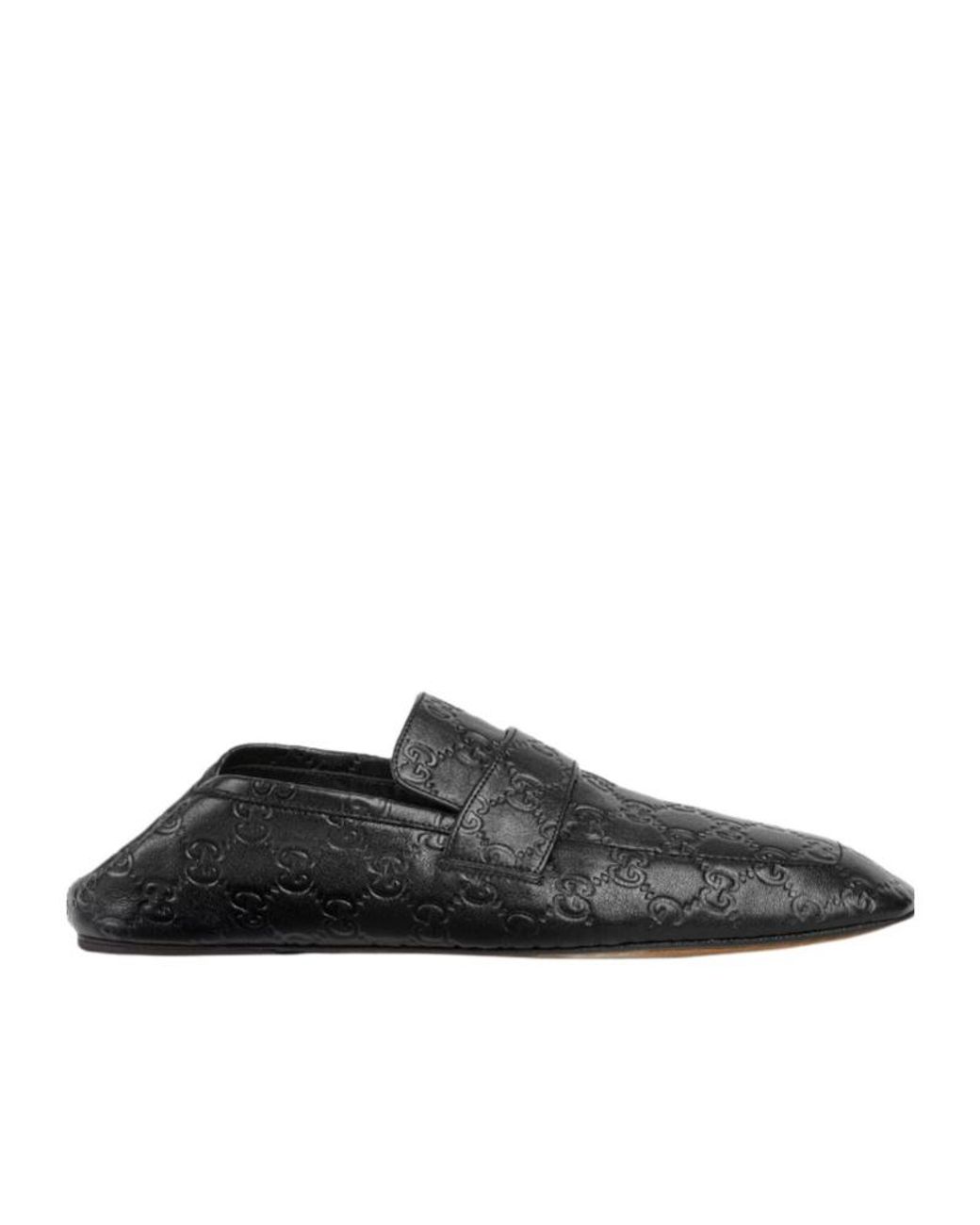 Gucci Black Ragazzo Logo Embossed Loafers for men