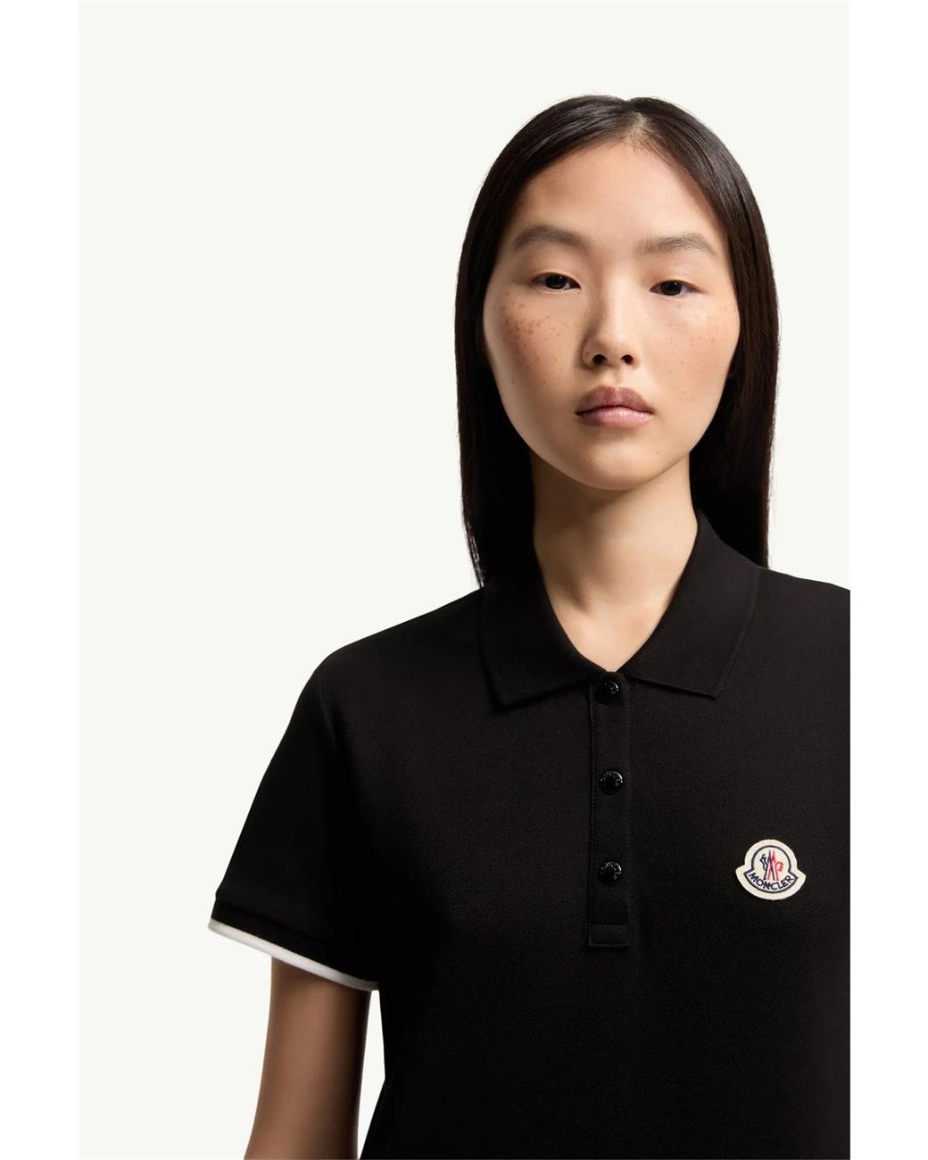 Moncler Black Logo-Patch Drawstring Polo Top