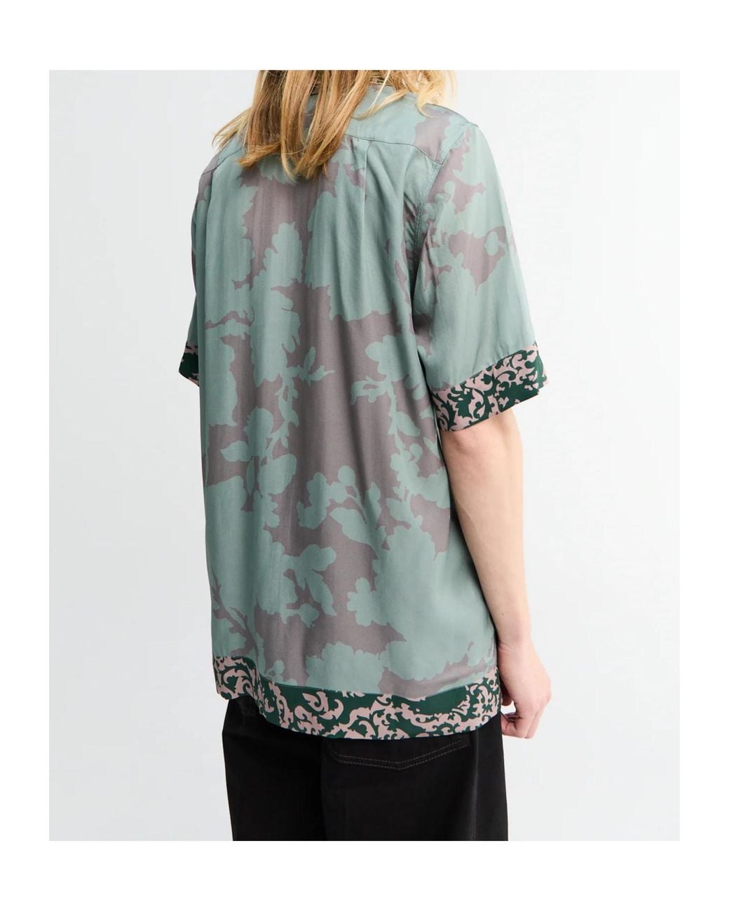 Dries Van Noten Blue Satin Shirt for men